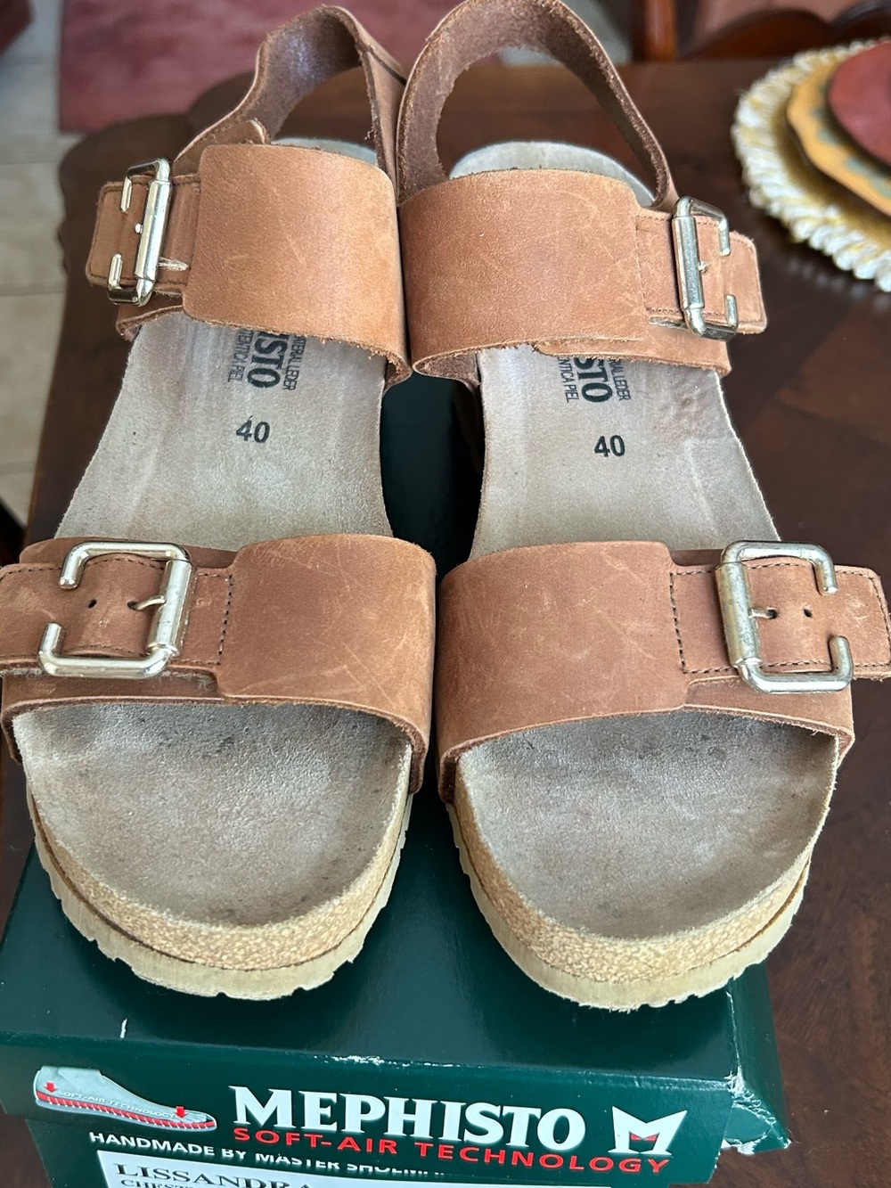 Mephisto Chestnut Sandals Lissandra 10 , 40 size